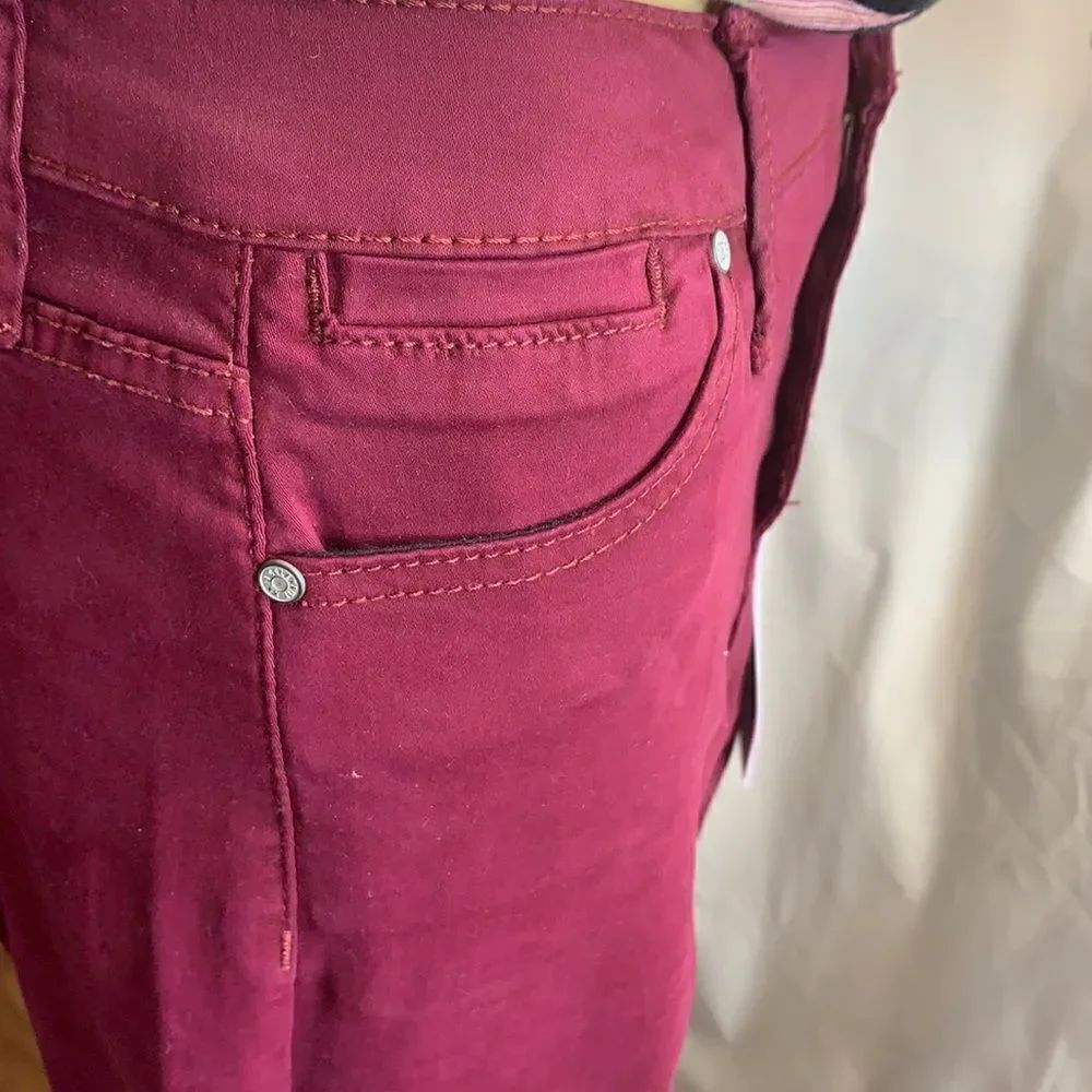 New Celebrity Pink High Rise Ankle Colored Skinny Regular Burgundy Maroon Jean - Picture 10 of 14